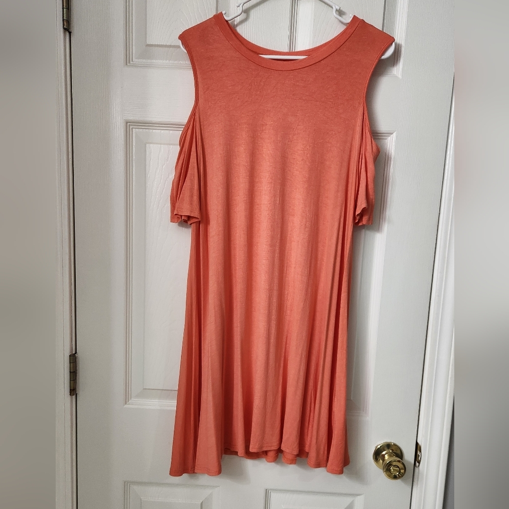 Coral Cold Shoulder Dress